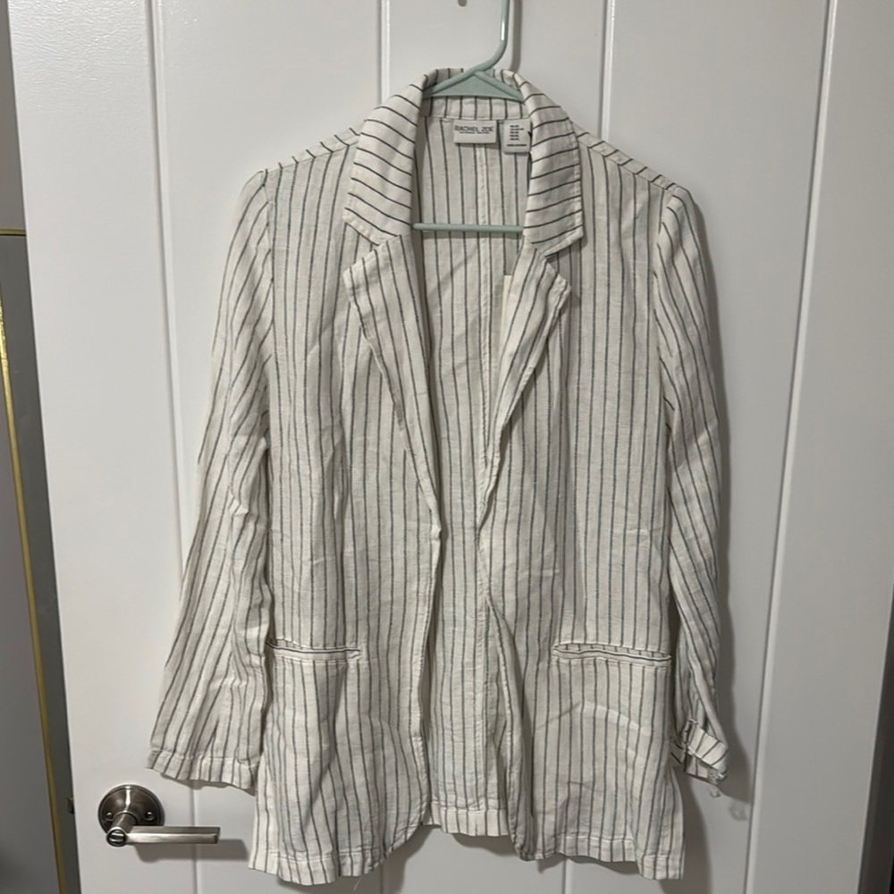 Striped White Linen Blazer
